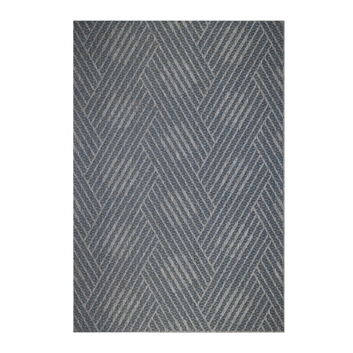 2' x 3' Gray and Blue Geometric Stain Resistant Indoor Outdoor Area Rug