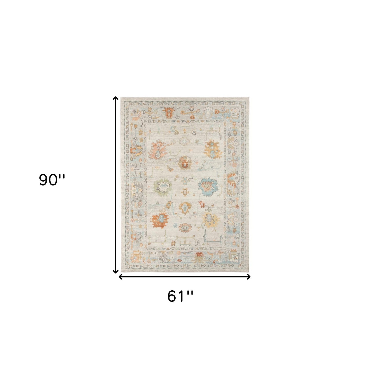 5' x 7' Blue and Orange Floral Stain Resistant Indoor Outdoor Area Rug