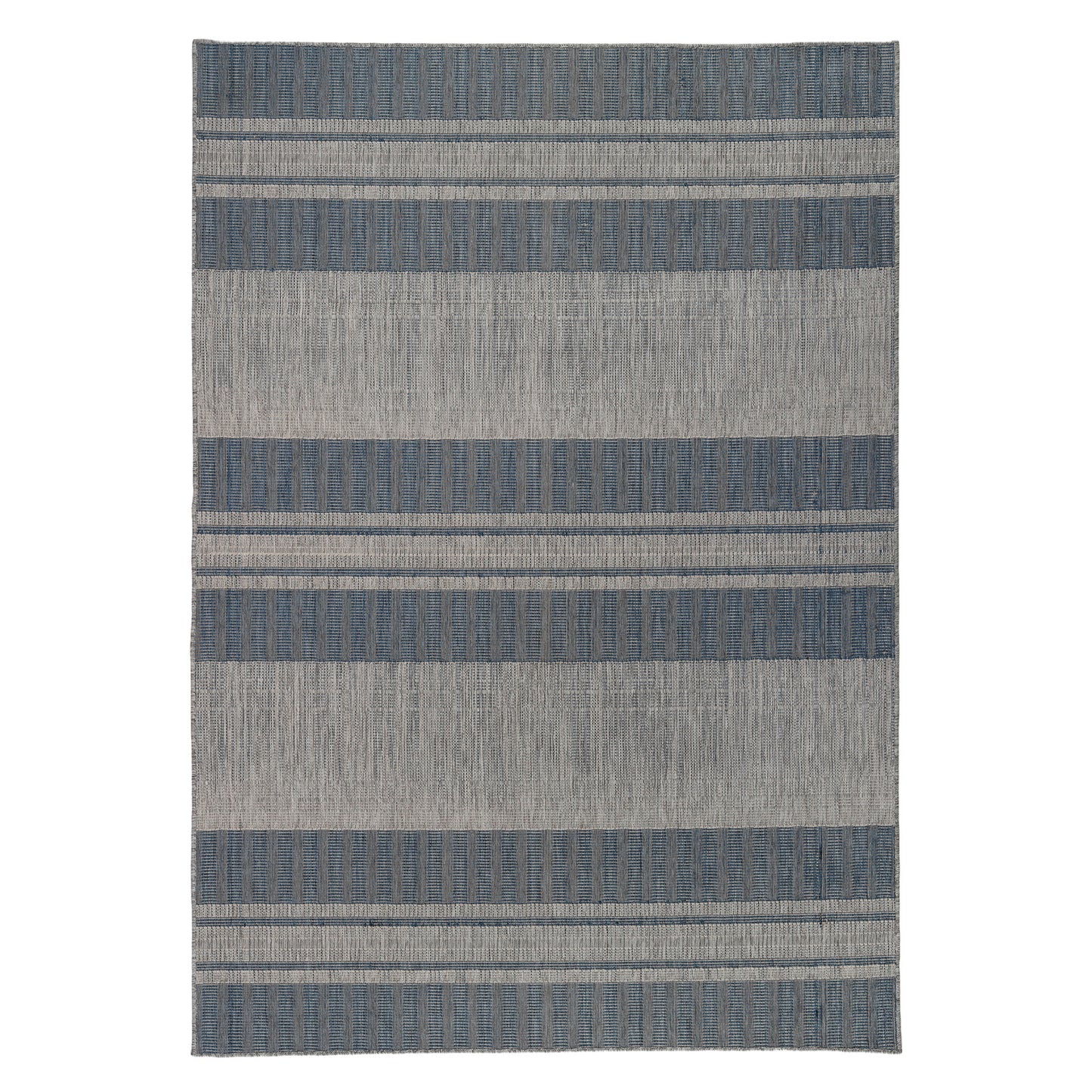 5' x 8' Blue and Gray Striped Stain Resistant Indoor Outdoor Area Rug