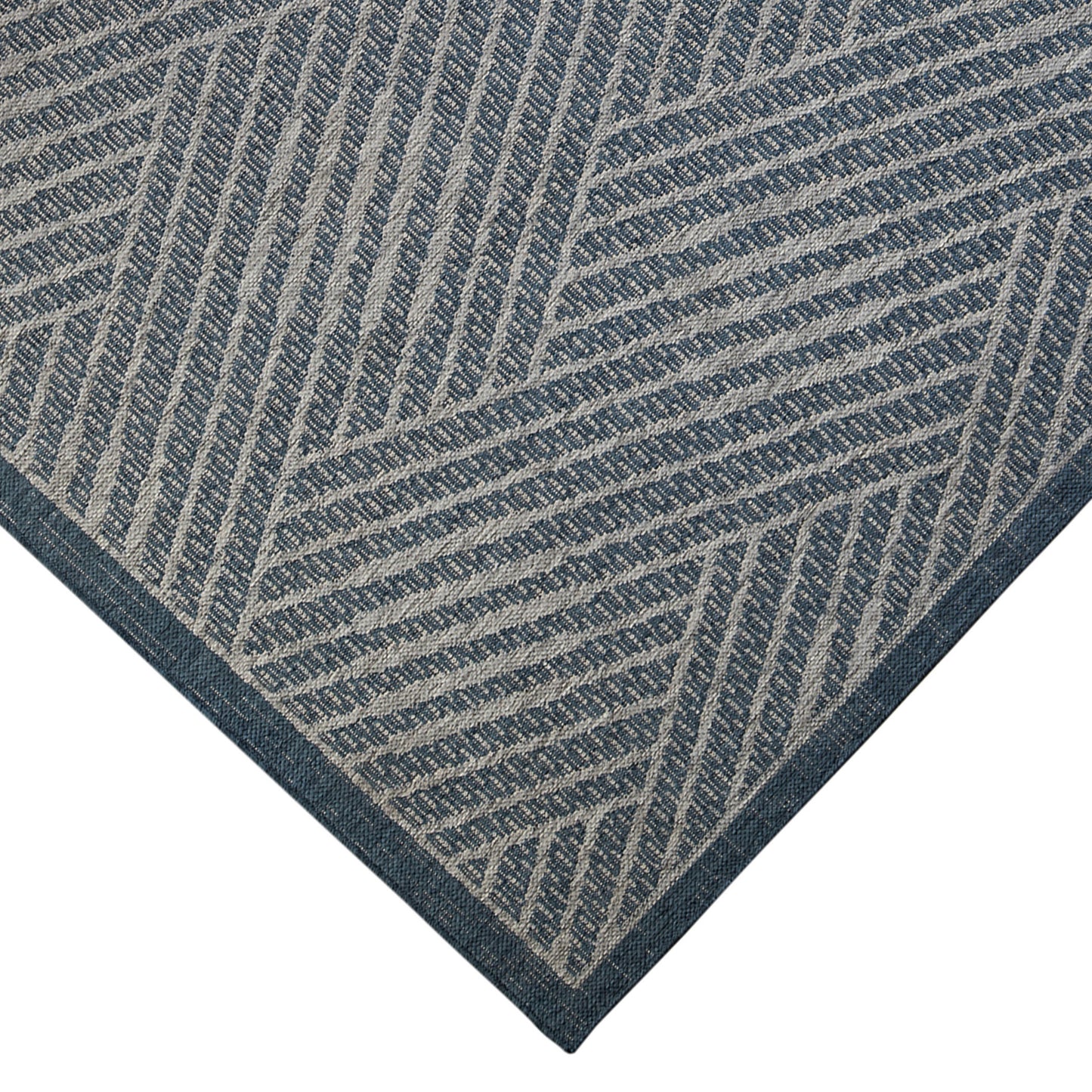 6' x 9' Gray and Blue Geometric Stain Resistant Indoor Outdoor Area Rug