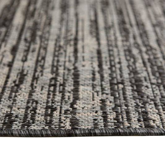 9' x 12' Brown and Ivory Striped Stain Resistant Indoor Outdoor Area Rug