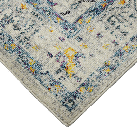 5' x 7' Yellow and Ivory Southwestern Stain Resistant Indoor Outdoor Area Rug