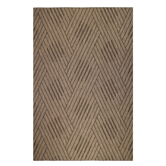 8' Runner Beige Geometric Stain Resistant Indoor Outdoor Runner Rug