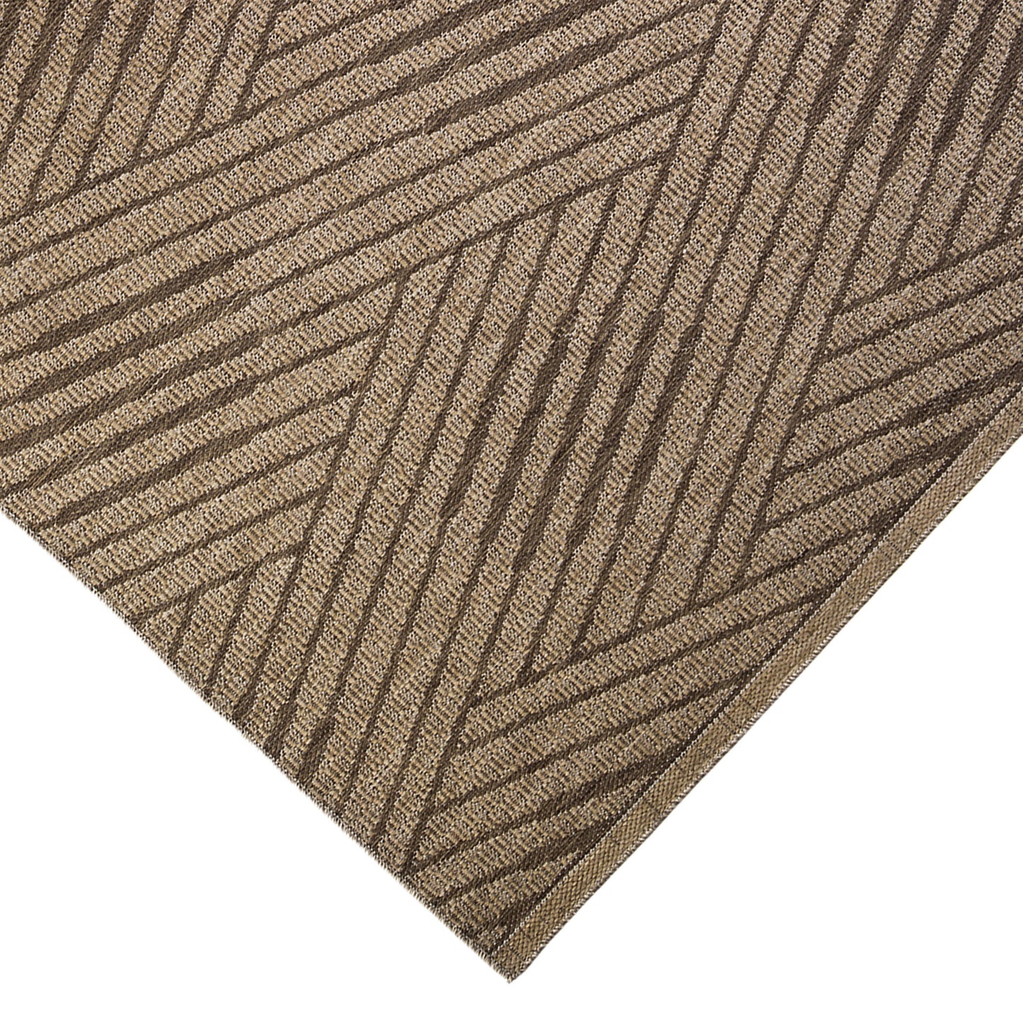 8' Runner Beige Geometric Stain Resistant Indoor Outdoor Runner Rug