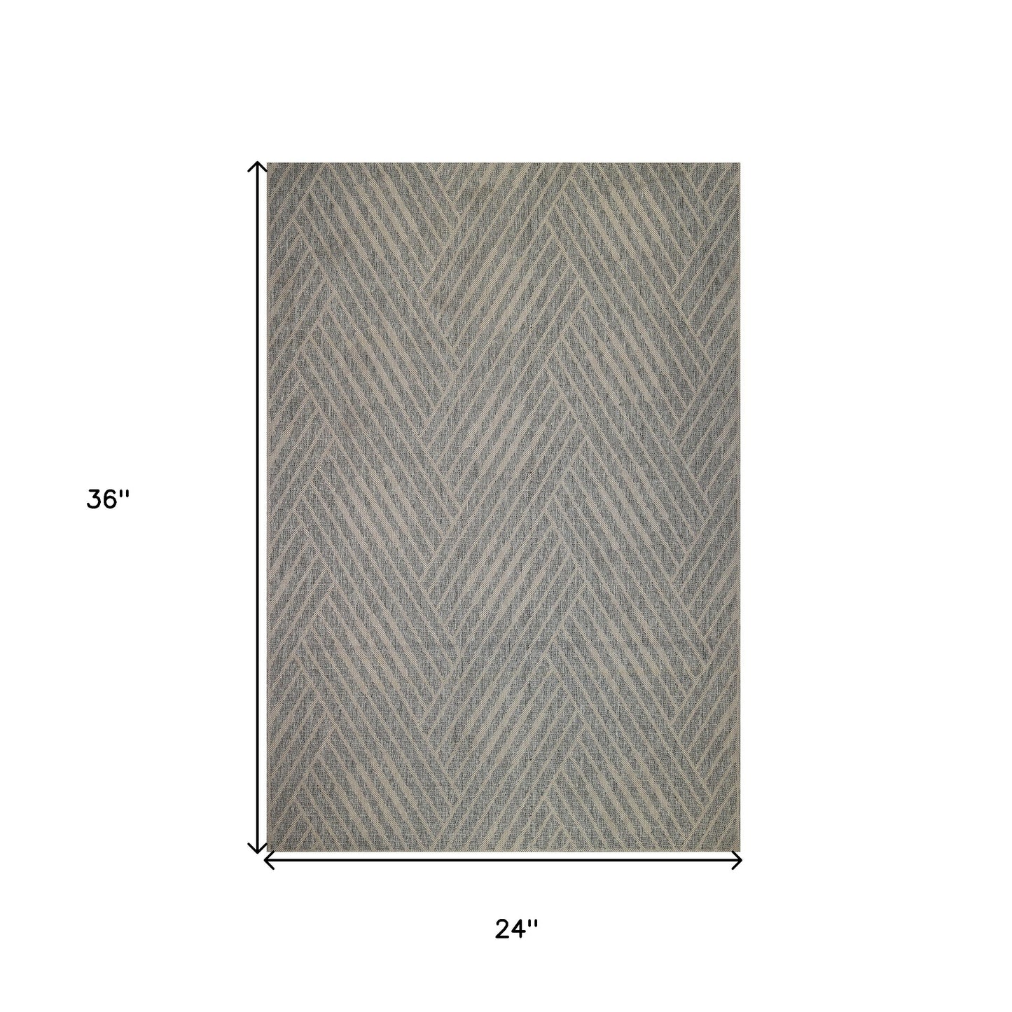 2' x 3' Gray Geometric Stain Resistant Indoor Outdoor Area Rug