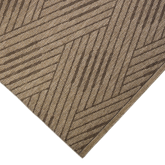 2' x 3' Beige Geometric Stain Resistant Indoor Outdoor Area Rug