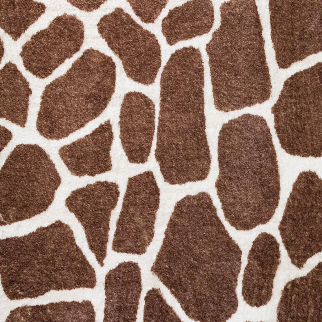 3' X 5' Brown Animal Print Shag Non Skid Area Rug