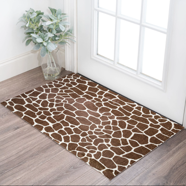 3' X 5' Brown Animal Print Shag Non Skid Area Rug