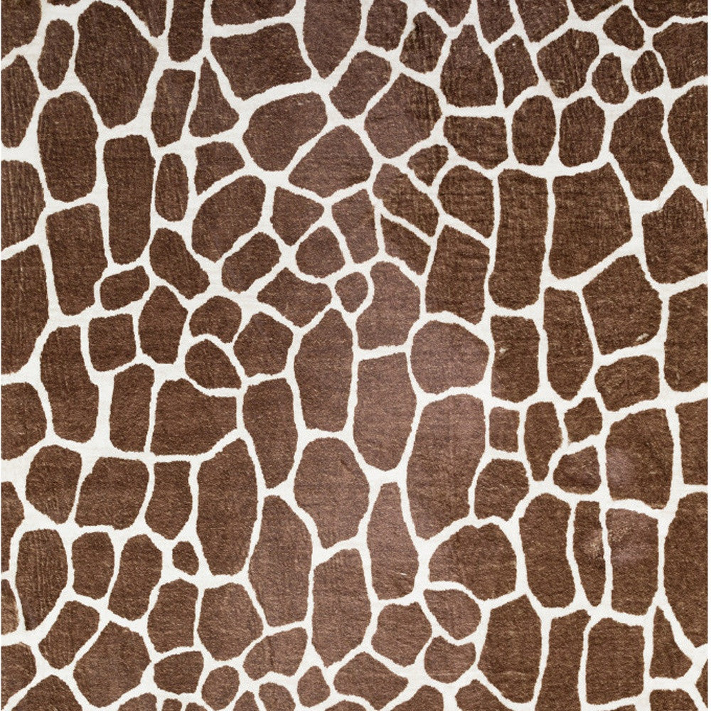 3' X 5' Brown Animal Print Shag Non Skid Area Rug