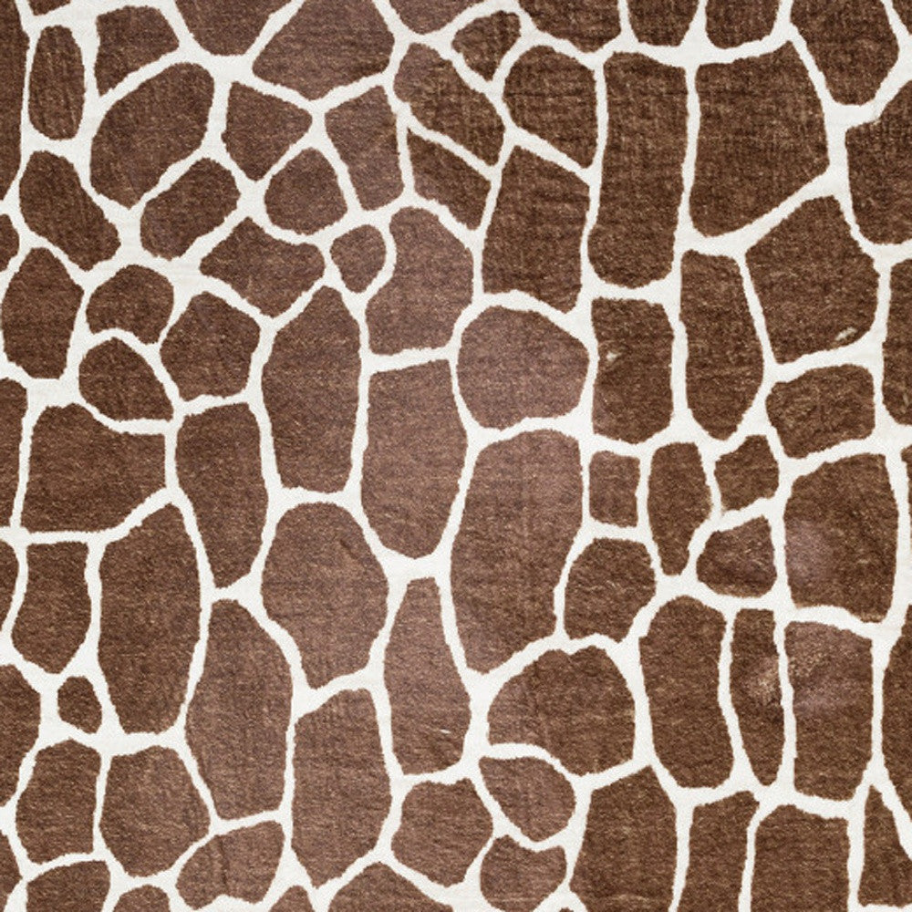 3' X 5' Brown Animal Print Shag Non Skid Area Rug