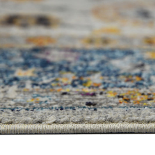 3' X 5' Blue and Orange Floral Power Loom Area Rug