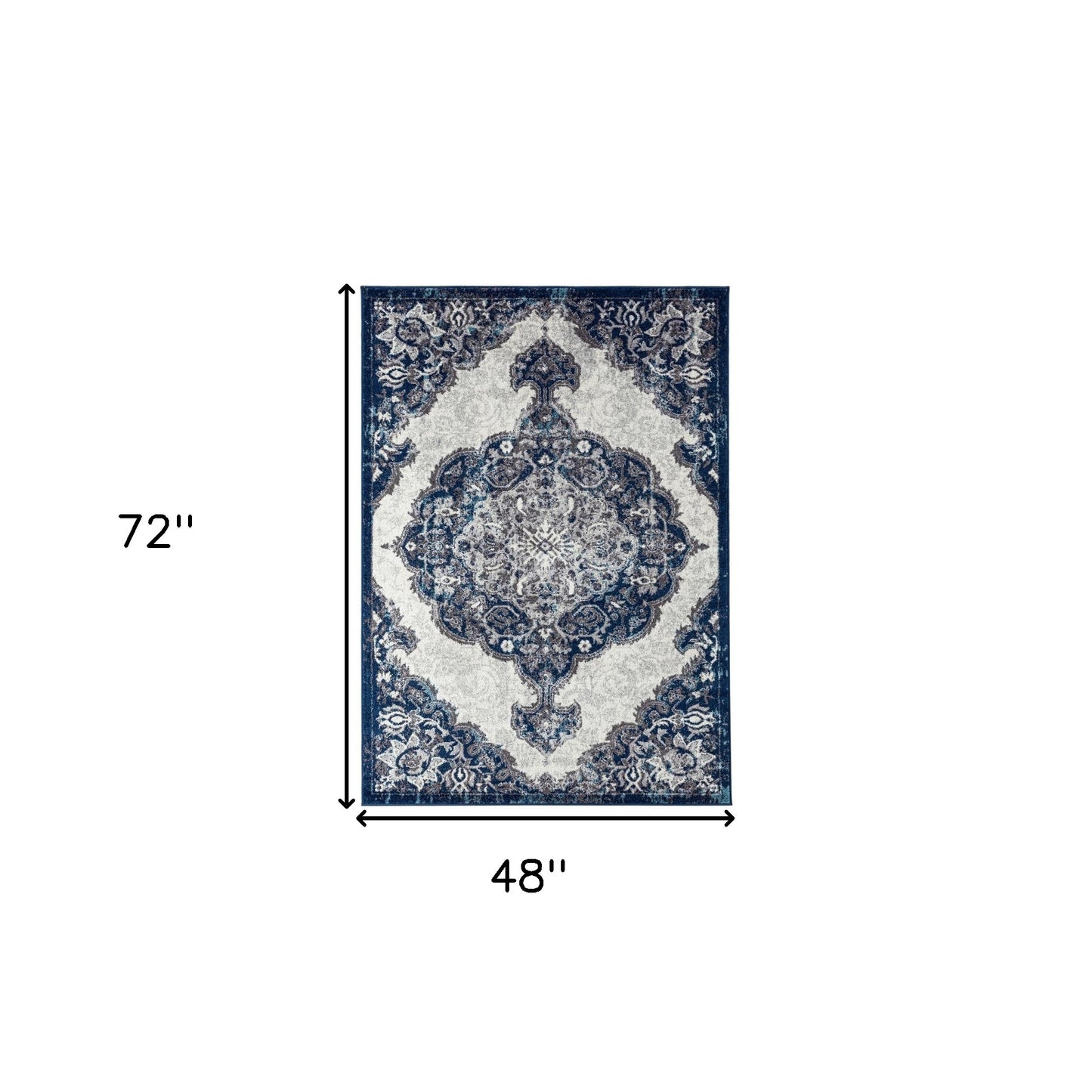 4' x 6' Blue and Gray Medallion Power Loom Area Rug