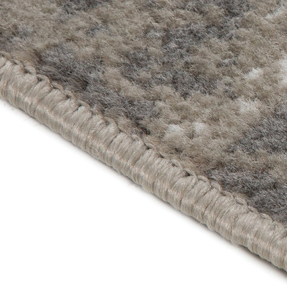 10' Gray and Ivory Abstract Power Loom Runner Rug