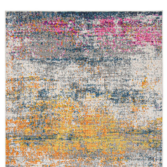 3' X 5' Pink and Orange Abstract Power Loom Area Rug