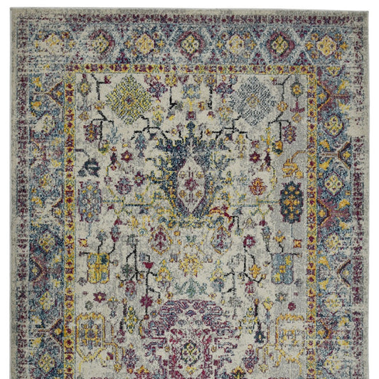 3' X 5' Gray Floral Power Loom Area Rug