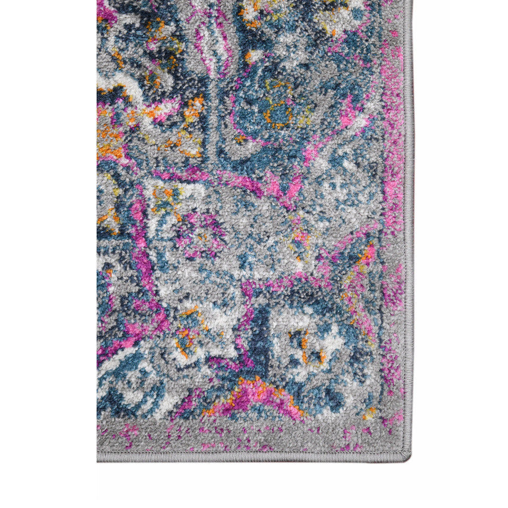 8' Pink Medallion Power Loom Runner Rug