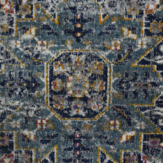 8' Gray Medallion Power Loom Runner Rug