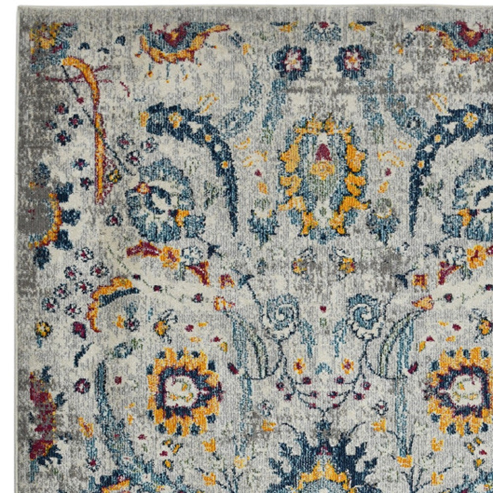 3' X 5' Orange and Ivory Floral Power Loom Area Rug