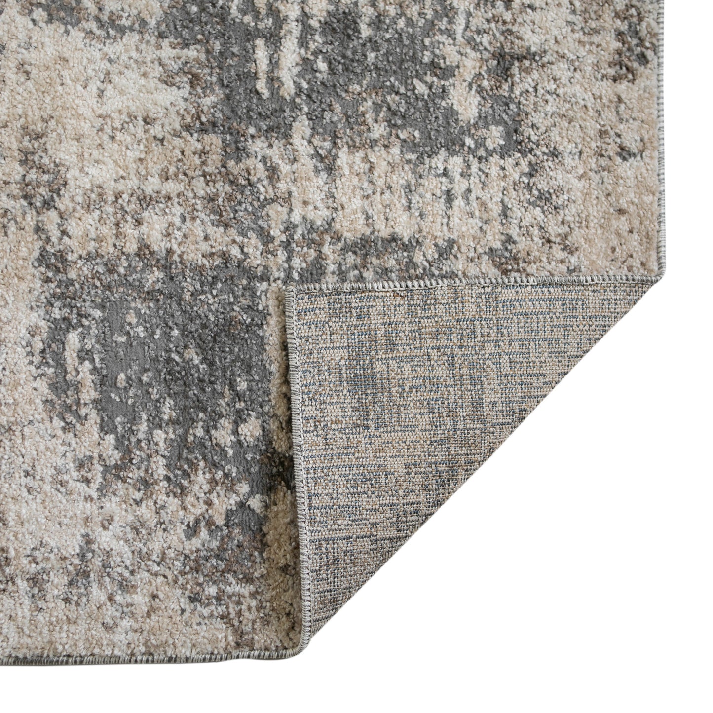 8' Gray and Beige Abstract Power Loom Runner Rug