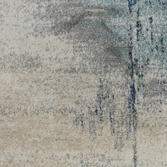 8' Blue and Gray Abstract Power Loom Runner Rug