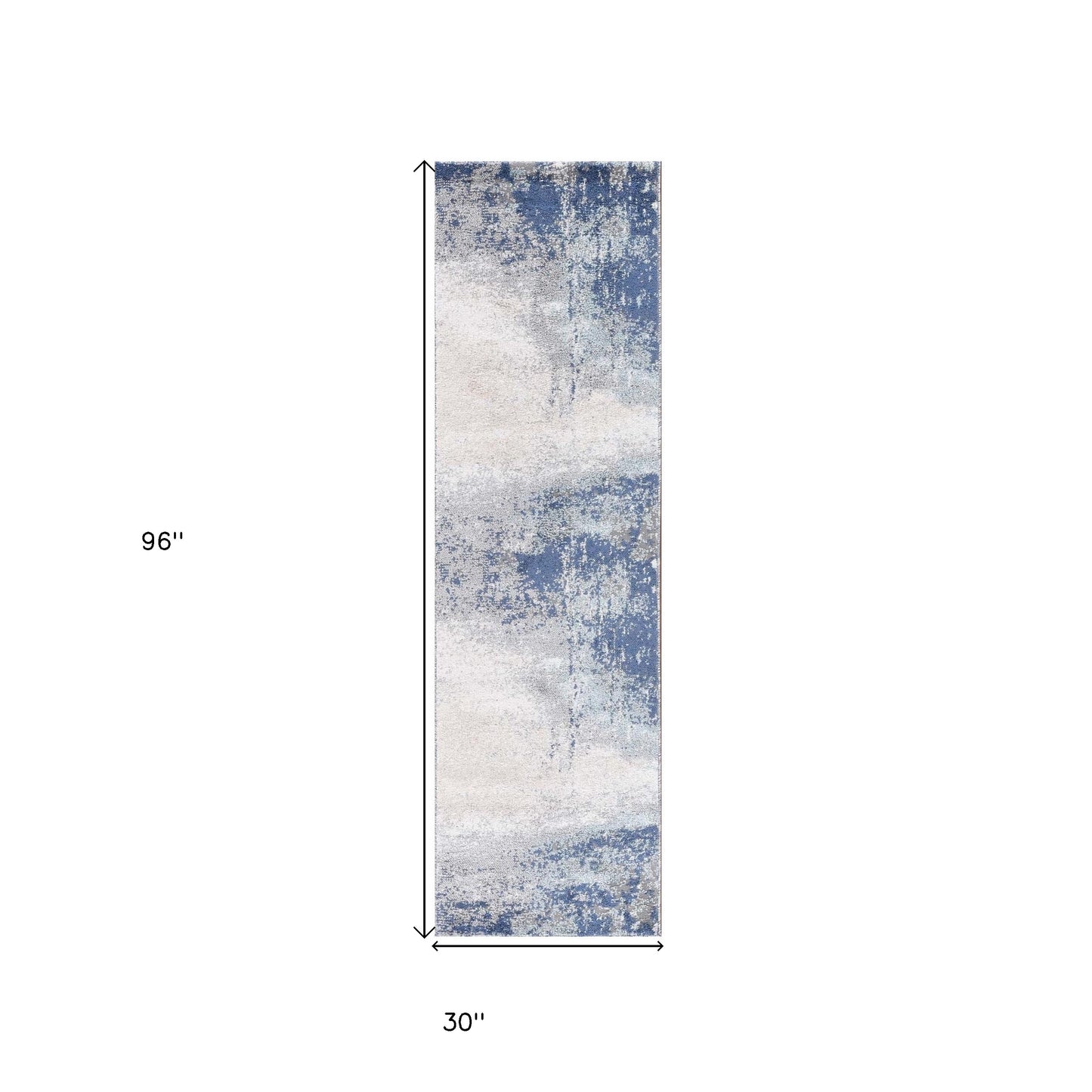 8' Blue and Gray Abstract Power Loom Runner Rug