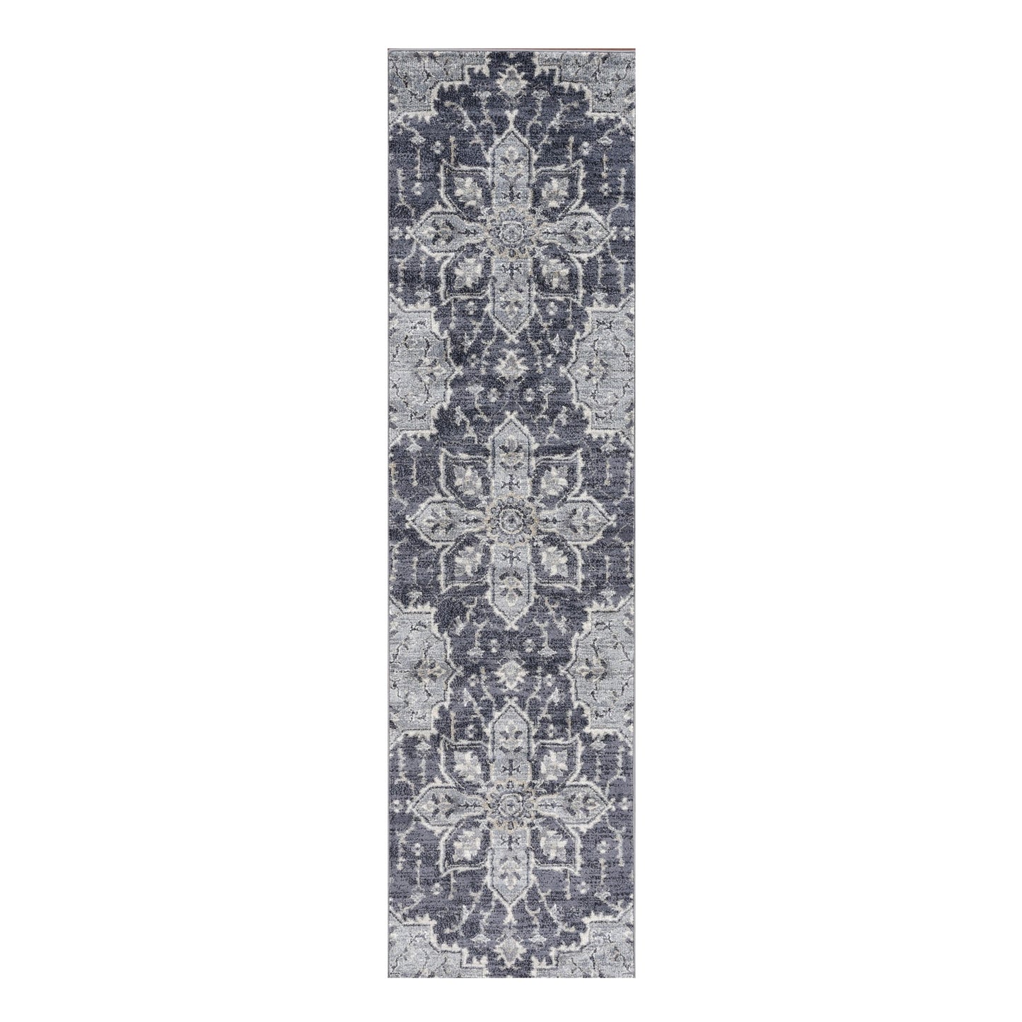 10' Purple and Ivory Medallion Power Loom Runner Rug