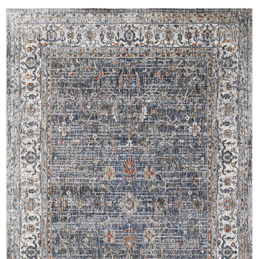 9' X 13' Gray and Brown Floral Power Loom Area Rug