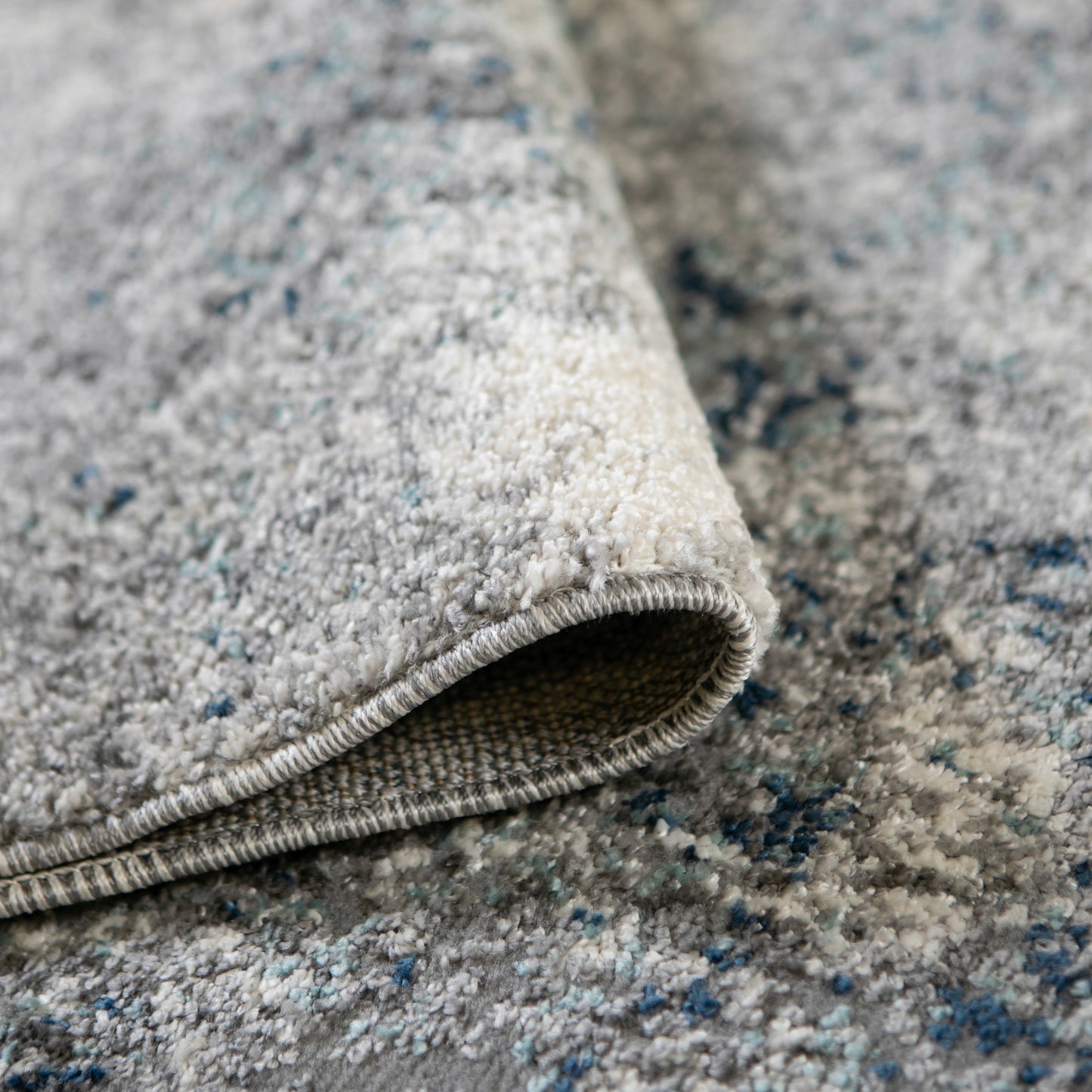 8' Blue and Gray Abstract Power Loom Runner Rug