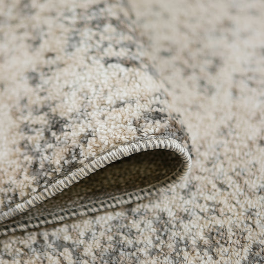 8' Gray and Beige Abstract Power Loom Runner Rug