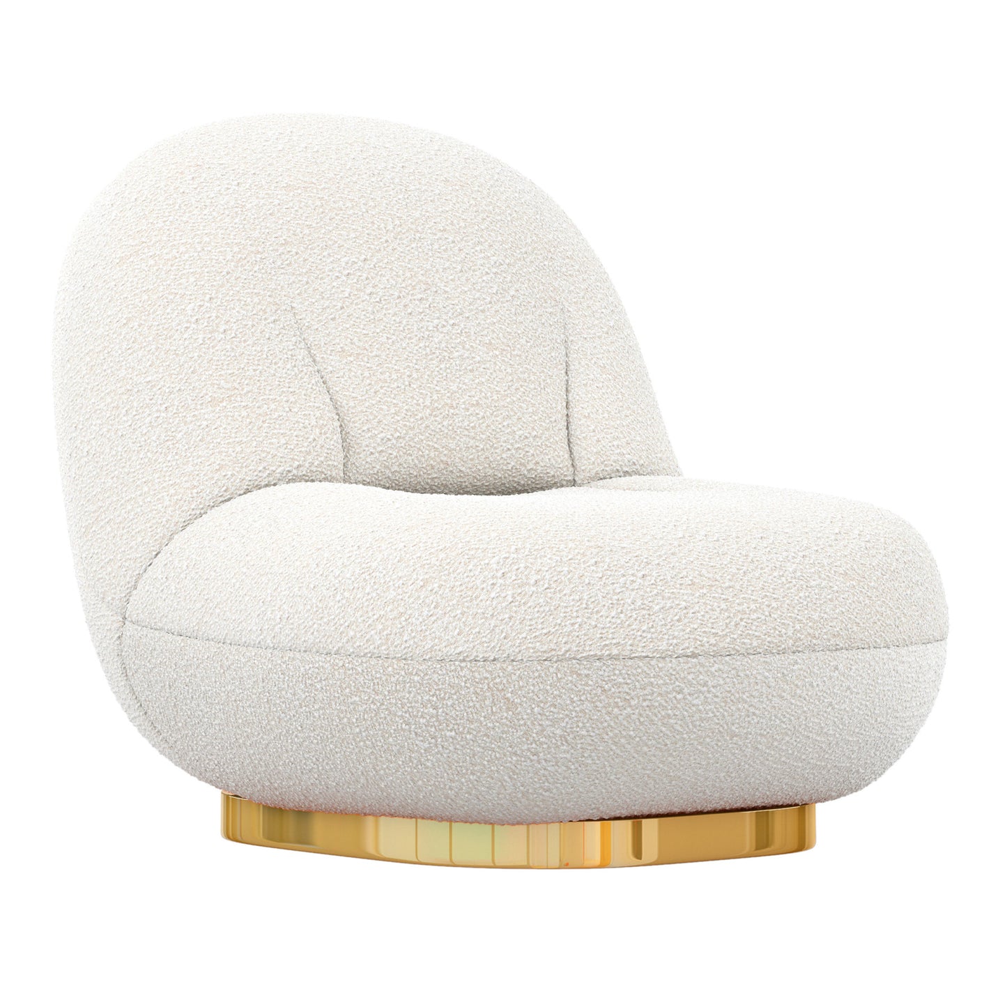 30" White And Gold Boucle Accent Chair