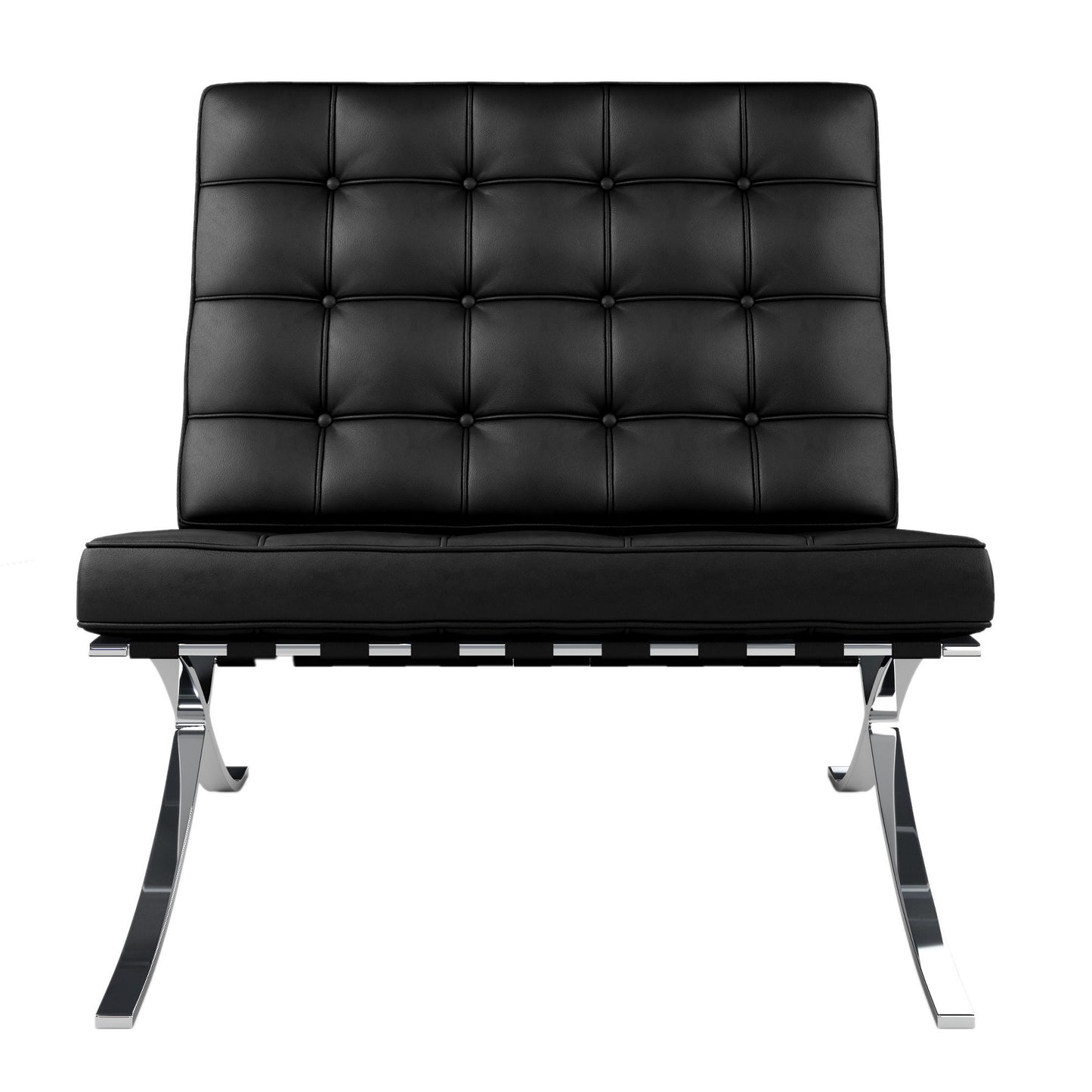 32" Black And Silver Italian Leather Tufted Lounge Chair