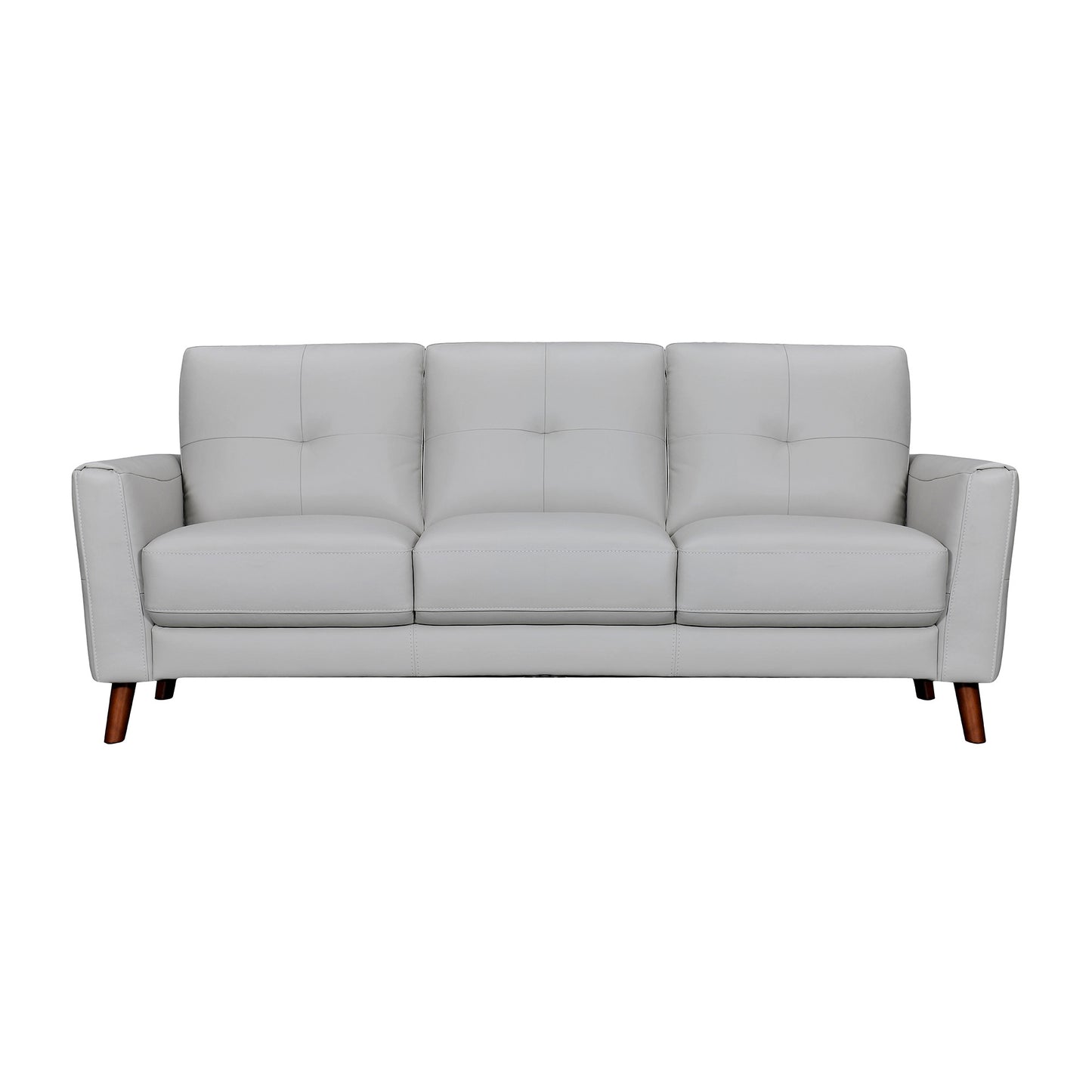 82" Gray And Brown Leather Sofa