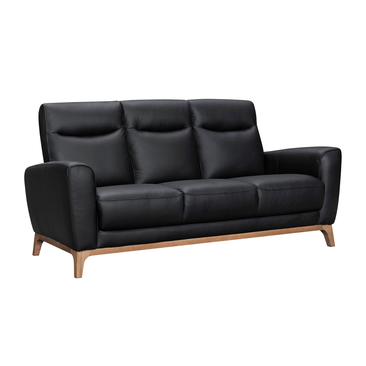 83" Black And Brown Leather Sofa