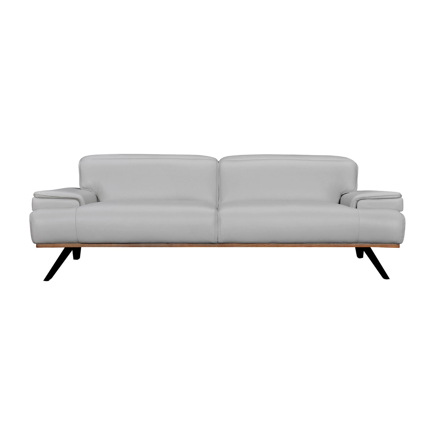 89" Gray And Black Leather Sofa