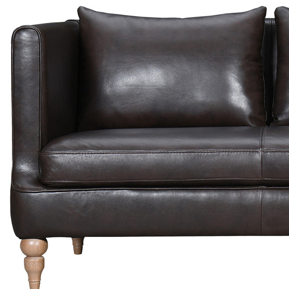 85" Dark Brown And Brown Leather Sofa