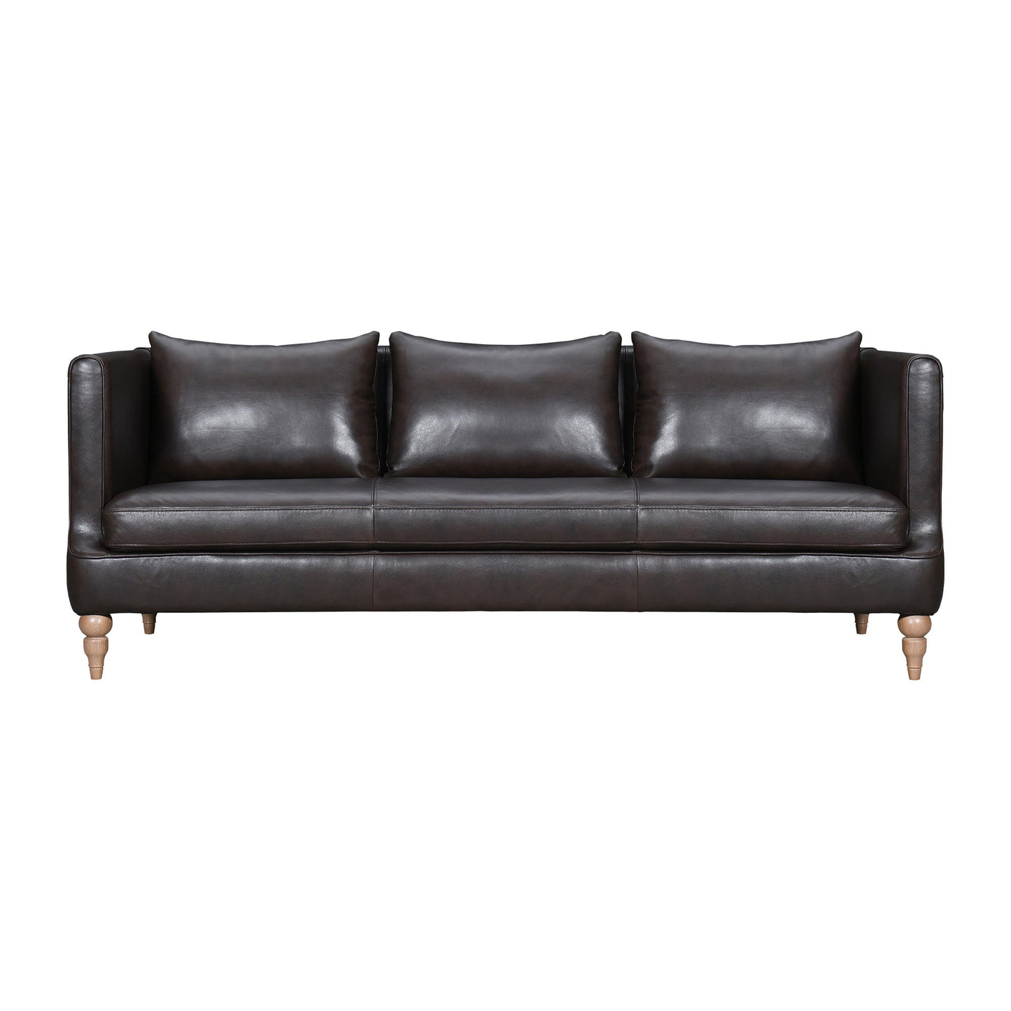 85" Dark Brown And Brown Leather Sofa