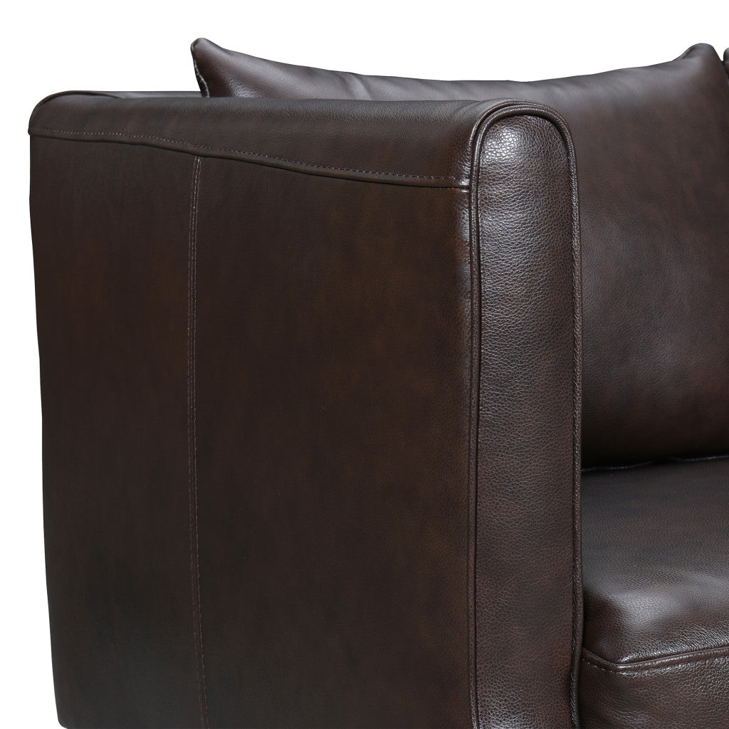 85" Dark Brown And Brown Leather Sofa