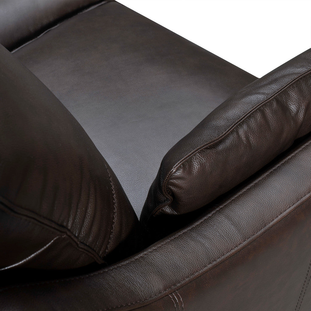 87" Dark Brown Leather Sofa And Toss Pillows