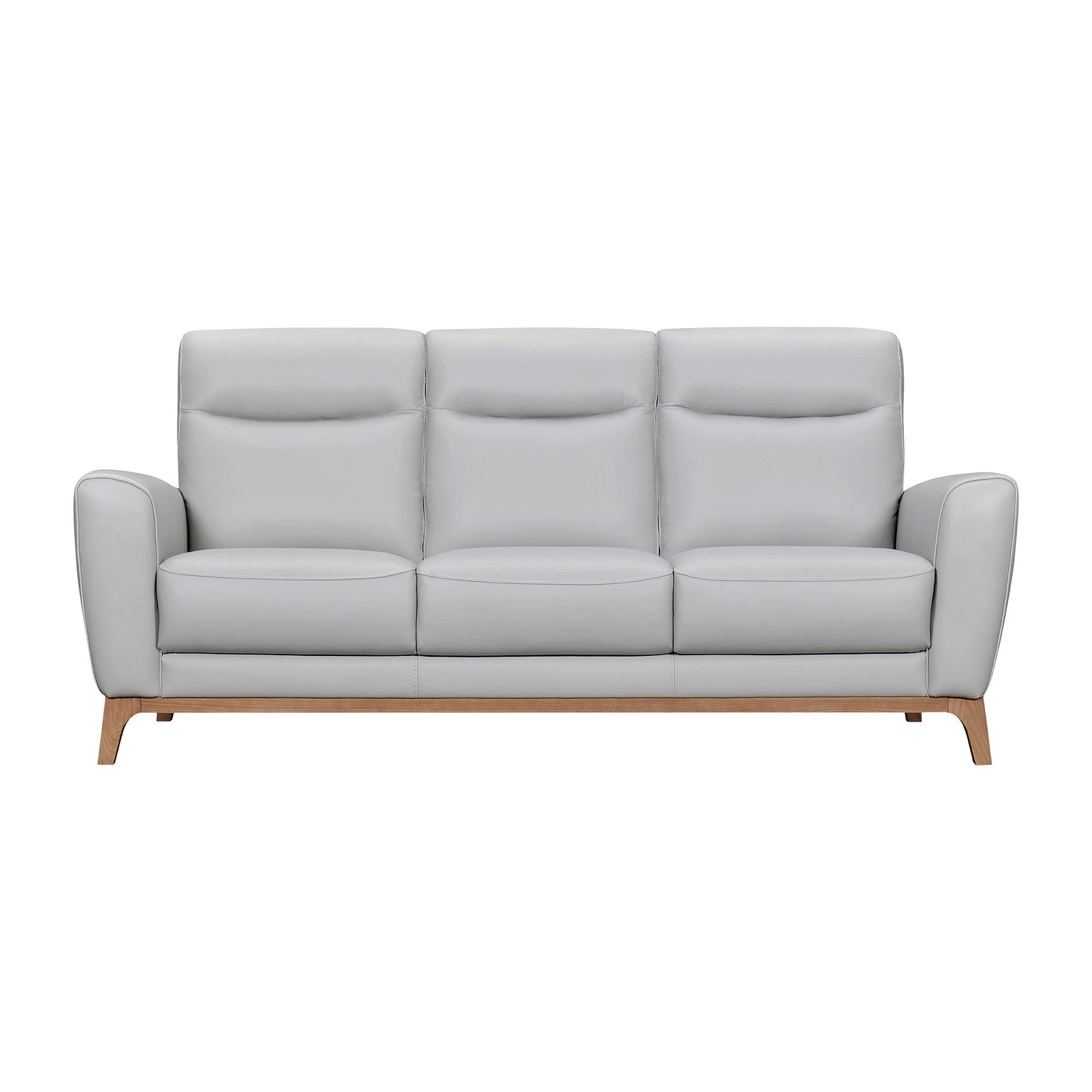 83" Gray And Brown Leather Sofa