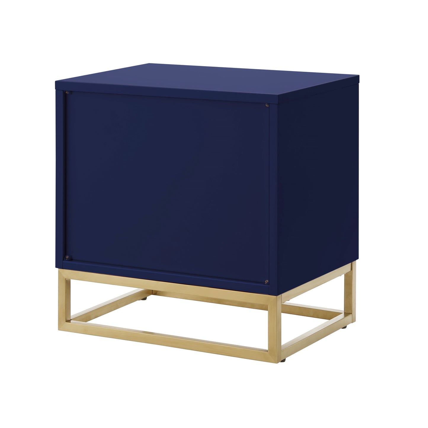 20" Gold and Dark Blue End Table with Two Drawers