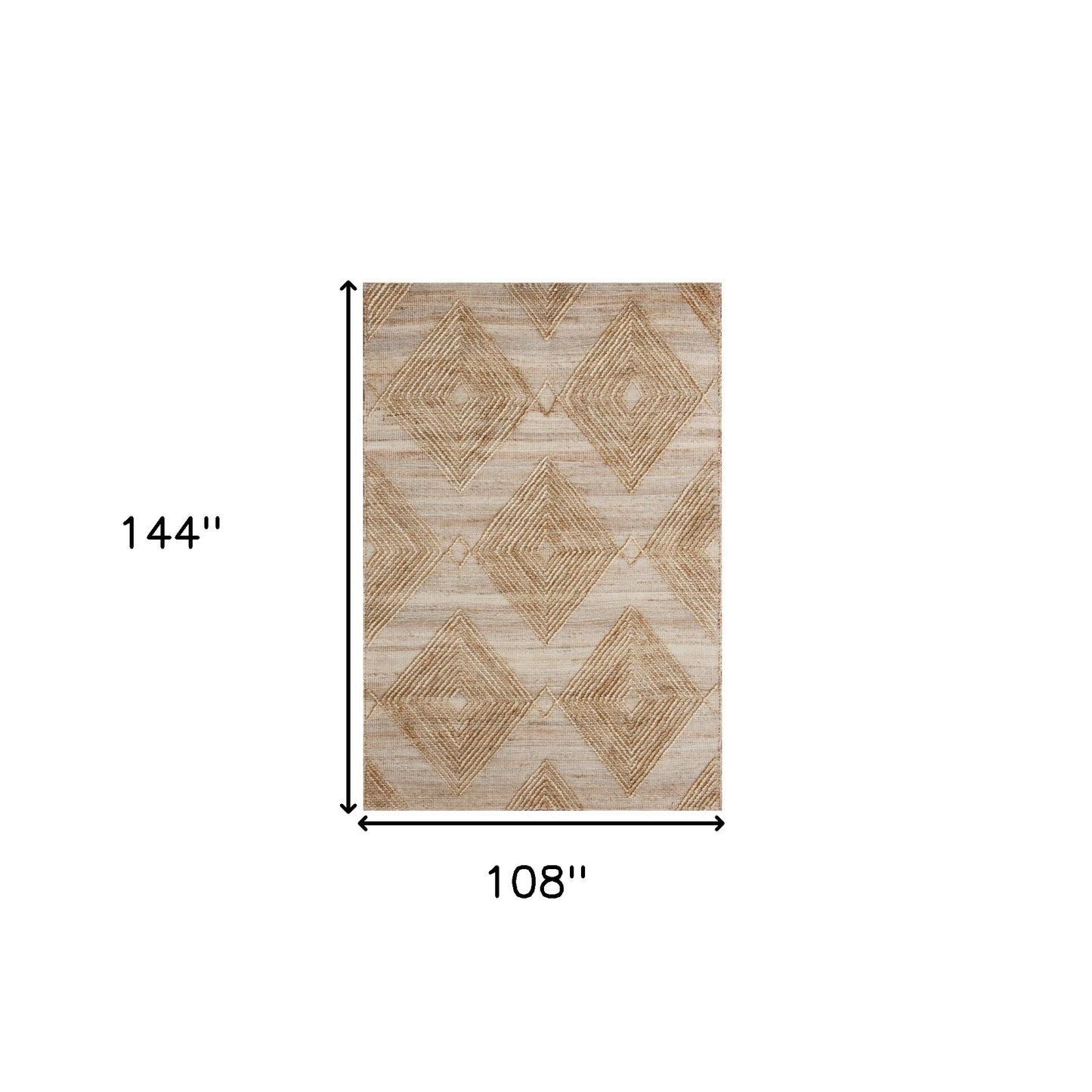 9' x 12' Brown and Ivory Geometric Hand Woven Non Skid Area Rug