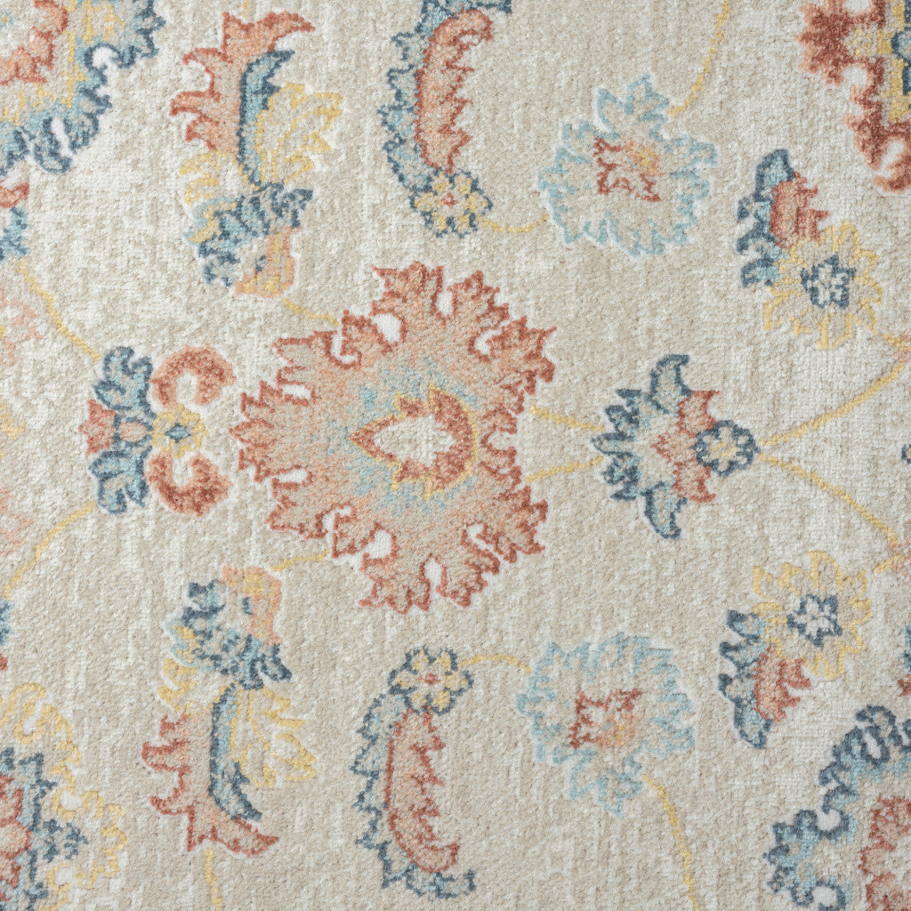 4' x 6' Blue and Ivory Oriental Power Loom Area Rug