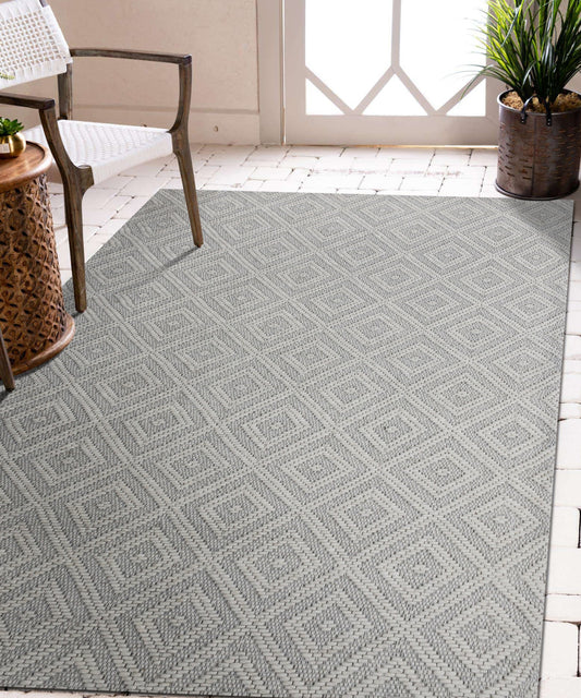 8' x 10' Gray and Ivory Geometric Hand Woven Non Skid Area Rug