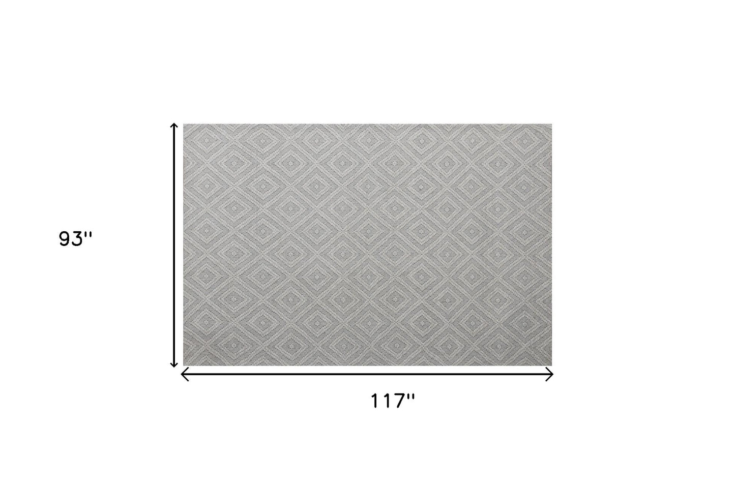 8' x 10' Gray and Ivory Geometric Hand Woven Non Skid Area Rug