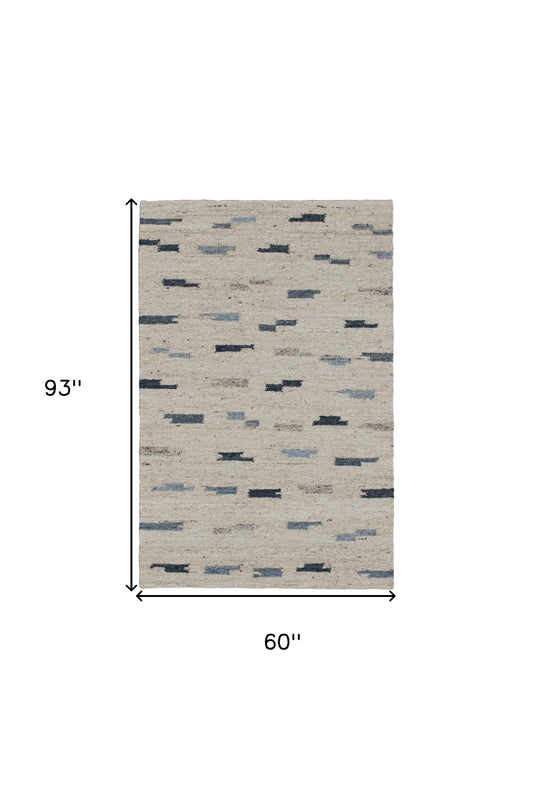 5' x 8' Blue and Gray Abstract Hand Woven Area Rug