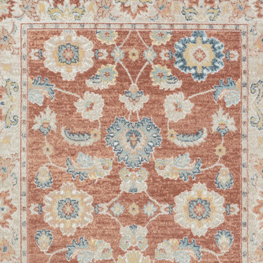 4' x 6' Red and Ivory Oriental Power Loom Area Rug