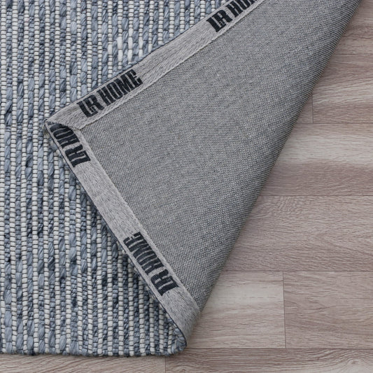 8' x 10' Blue and Ivory Geometric Hand Woven Non Skid Area Rug