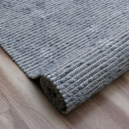 5' x 8' Blue and Ivory Geometric Hand Woven Non Skid Area Rug