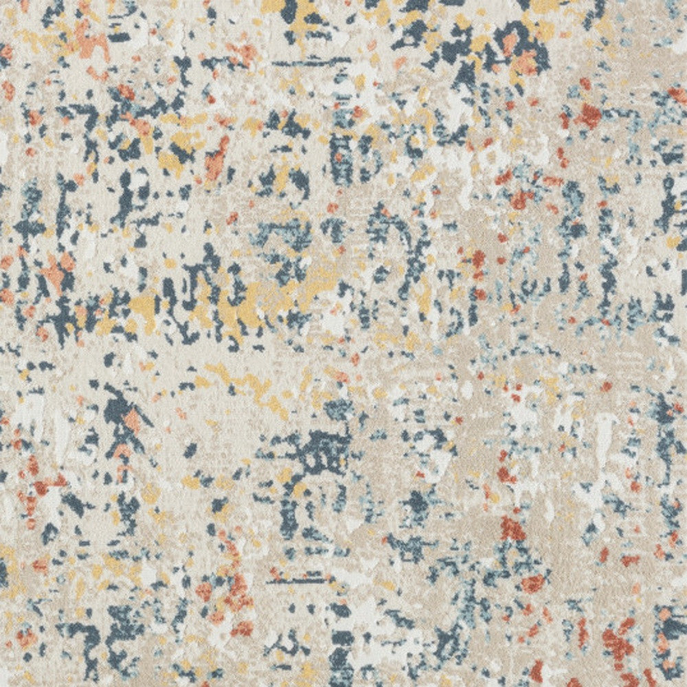 4' x 6' Ivory Blue and Gray Abstract Power Loom Area Rug