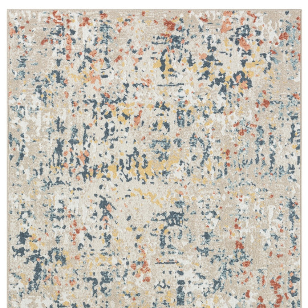 4' x 6' Ivory Blue and Gray Abstract Power Loom Area Rug